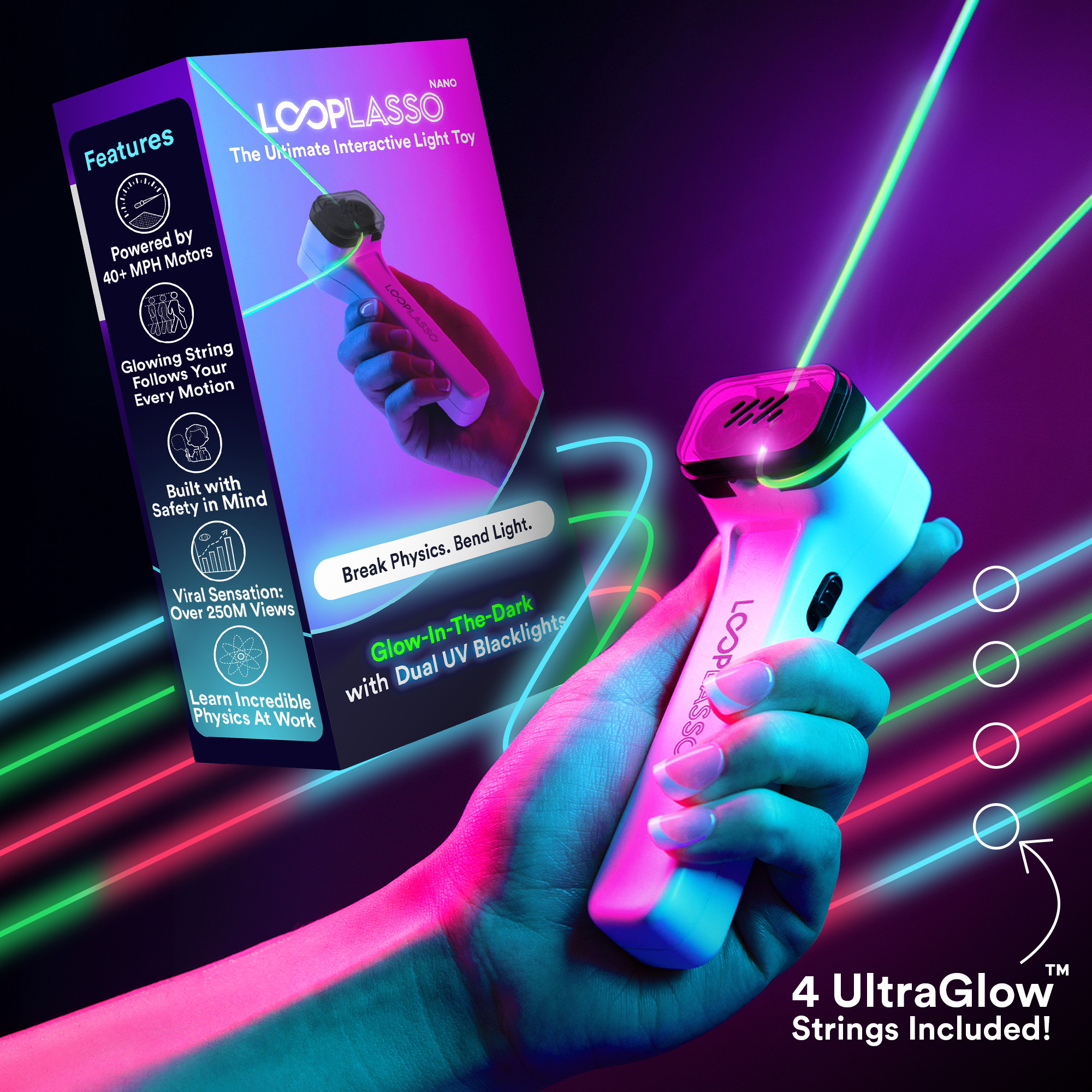 Loop Lasso NANO Glow-Interactive Rope Launcher STEM Toy